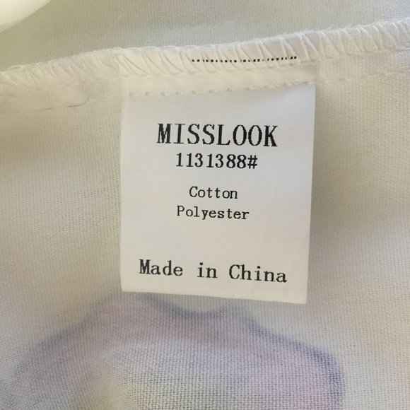 MissLook Womens Button Floral Print Light Blouse Top Sz Med White Floral Flower - Picture 12 of 13